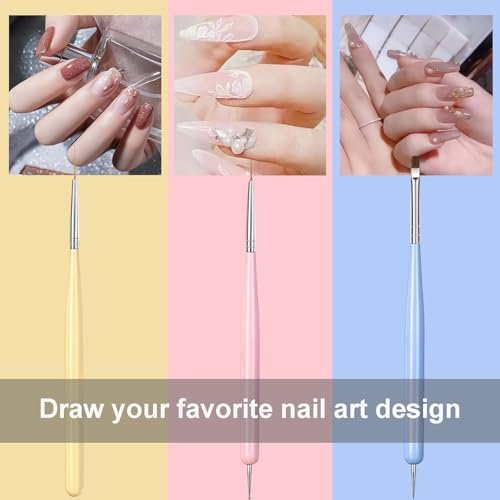 6-Piece Nail Art Brushes Set - Professional Nail Design Pens with Gel Extension Brush, Polish Brush, Builder Brush, Liner Brush, Carved Brush & Dotting Pen for Acrylic/Gel/Polish, DIY Home & Salon Use - görsel 6