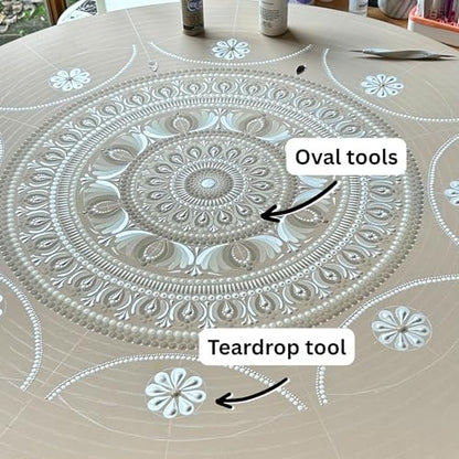 Oval Dotting Tools - Teardrop Dotting Tools - Happy Dotting Company - 8 Double-Ended Set for Dot Mandala Painting Avelisse