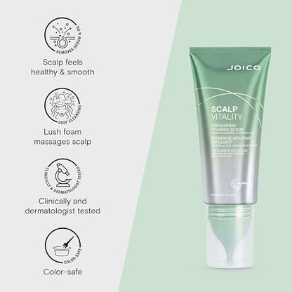 Joico Scalp Vitality Exfoliating Foaming Scrub - Removes Buildup, Soothes Dry, Oily & Itchy Scalp - Cooling Sensation - 6 Fl Oz Avelisse