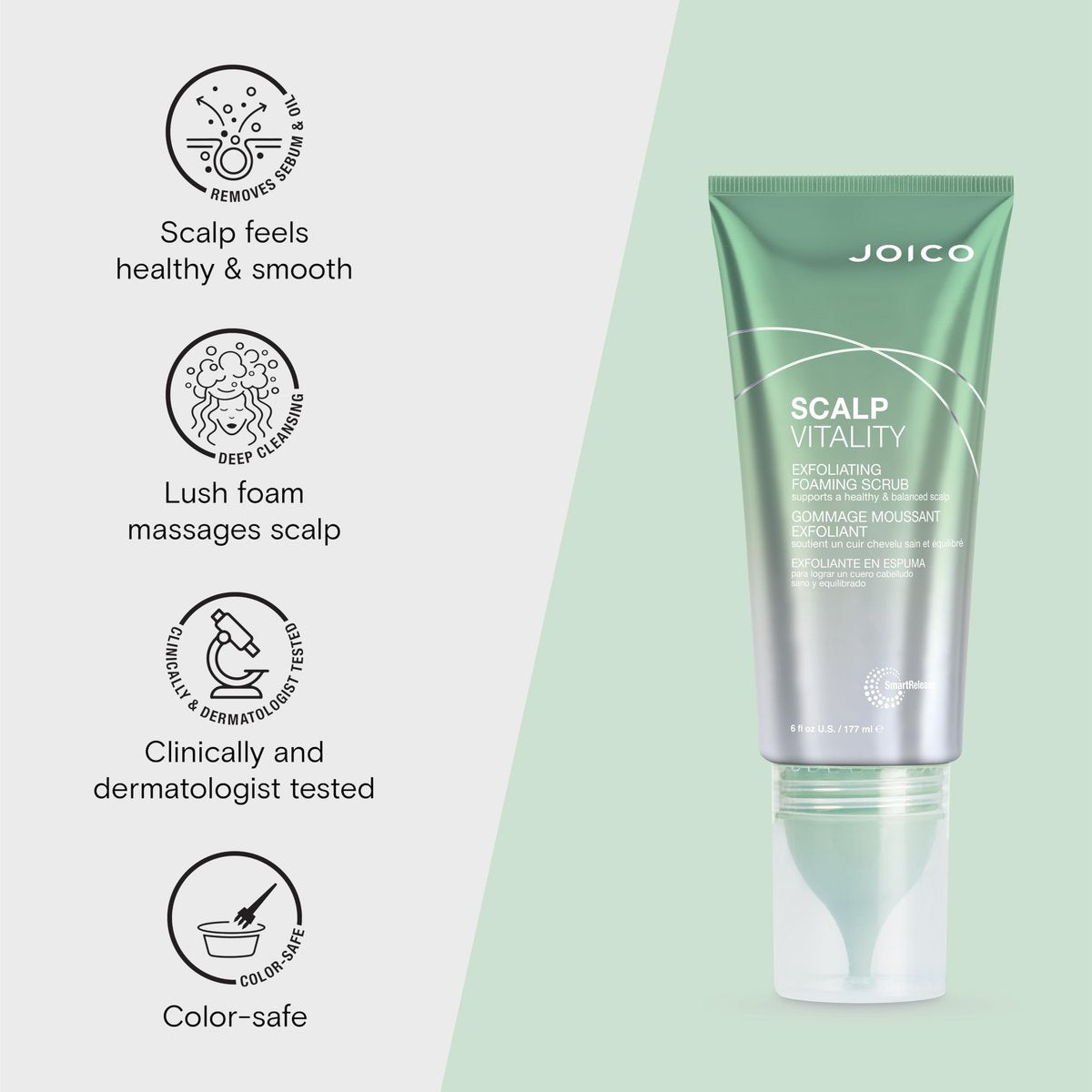 Joico Scalp Vitality Exfoliating Foaming Scrub - Removes Buildup, Soothes Dry, Oily & Itchy Scalp - Cooling Sensation - 6 Fl Oz Avelisse