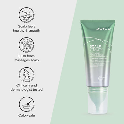 Joico Scalp Vitality Exfoliating Foaming Scrub - Removes Buildup, Soothes Dry, Oily & Itchy Scalp - Cooling Sensation - 6 Fl Oz Avelisse