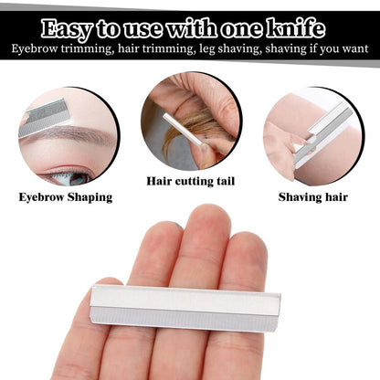 Straight Razor Blades - 40 Pack Stainless Steel Brow Razor, Single Edge Disposable Safety Eyebrow Trimmer & Facial Hair Remover Shaving Tool Blade Refills for Men and Women