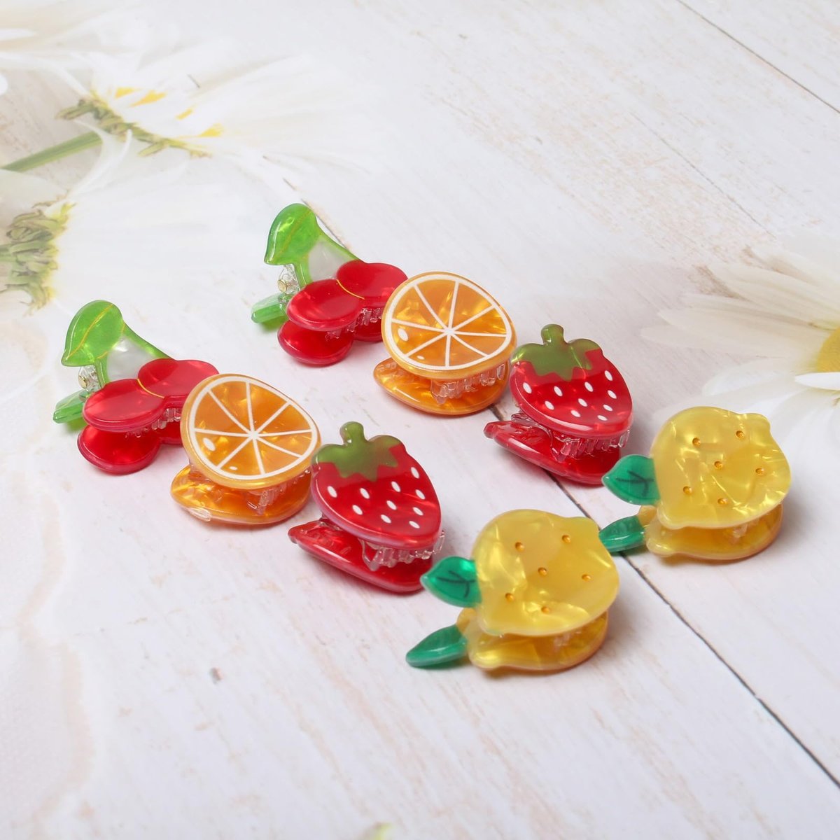 8PK Mini Fruit Hair Claw Clips for Girls - Cute Cherry Lemon Strawberry Orange Hair Clip Fun Summer Hair Accessories Avelisse