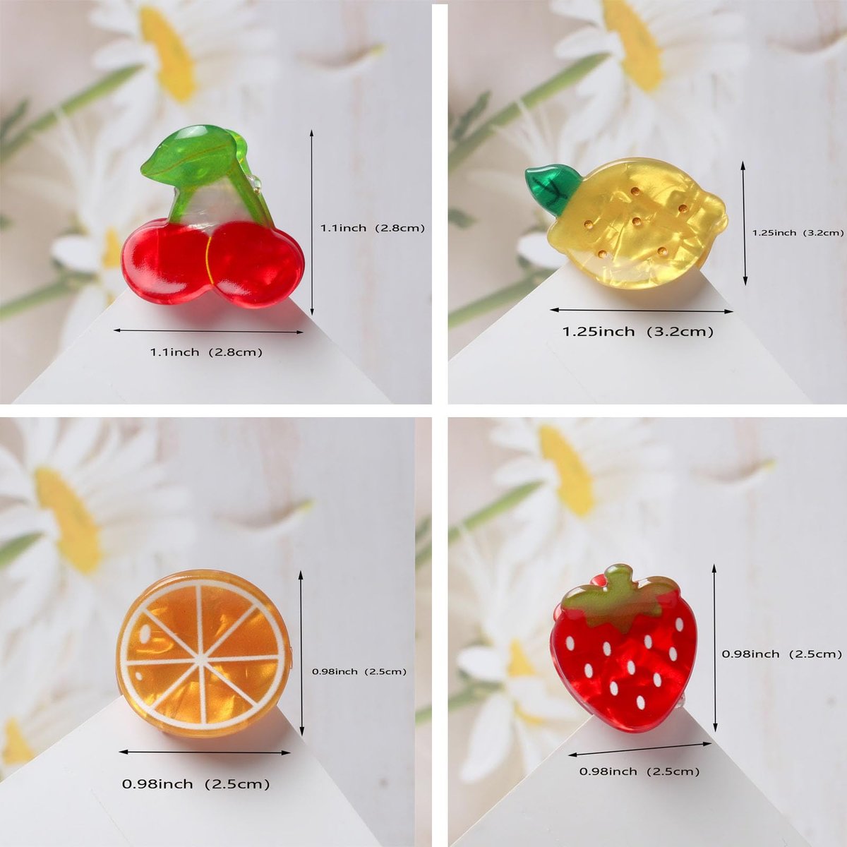 8PK Mini Fruit Hair Claw Clips for Girls - Cute Cherry Lemon Strawberry Orange Hair Clip Fun Summer Hair Accessories Avelisse