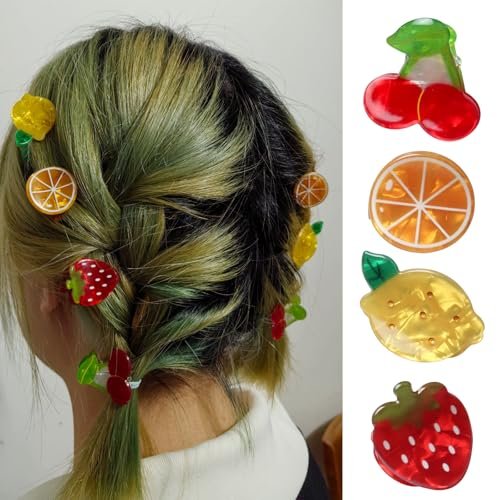 8PK Mini Fruit Hair Claw Clips for Girls - Cute Cherry Lemon Strawberry Orange Hair Clip Fun Summer Hair Accessories Avelisse