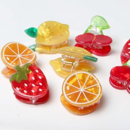 8PK Mini Fruit Hair Claw Clips for Girls - Cute Cherry Lemon Strawberry Orange Hair Clip Fun Summer Hair Accessories Avelisse
