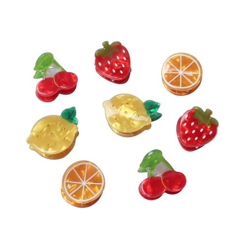 8PK Mini Fruit Hair Claw Clips for Girls - Cute Cherry Lemon Strawberry Orange Hair Clip Fun Summer Hair Accessories Avelisse