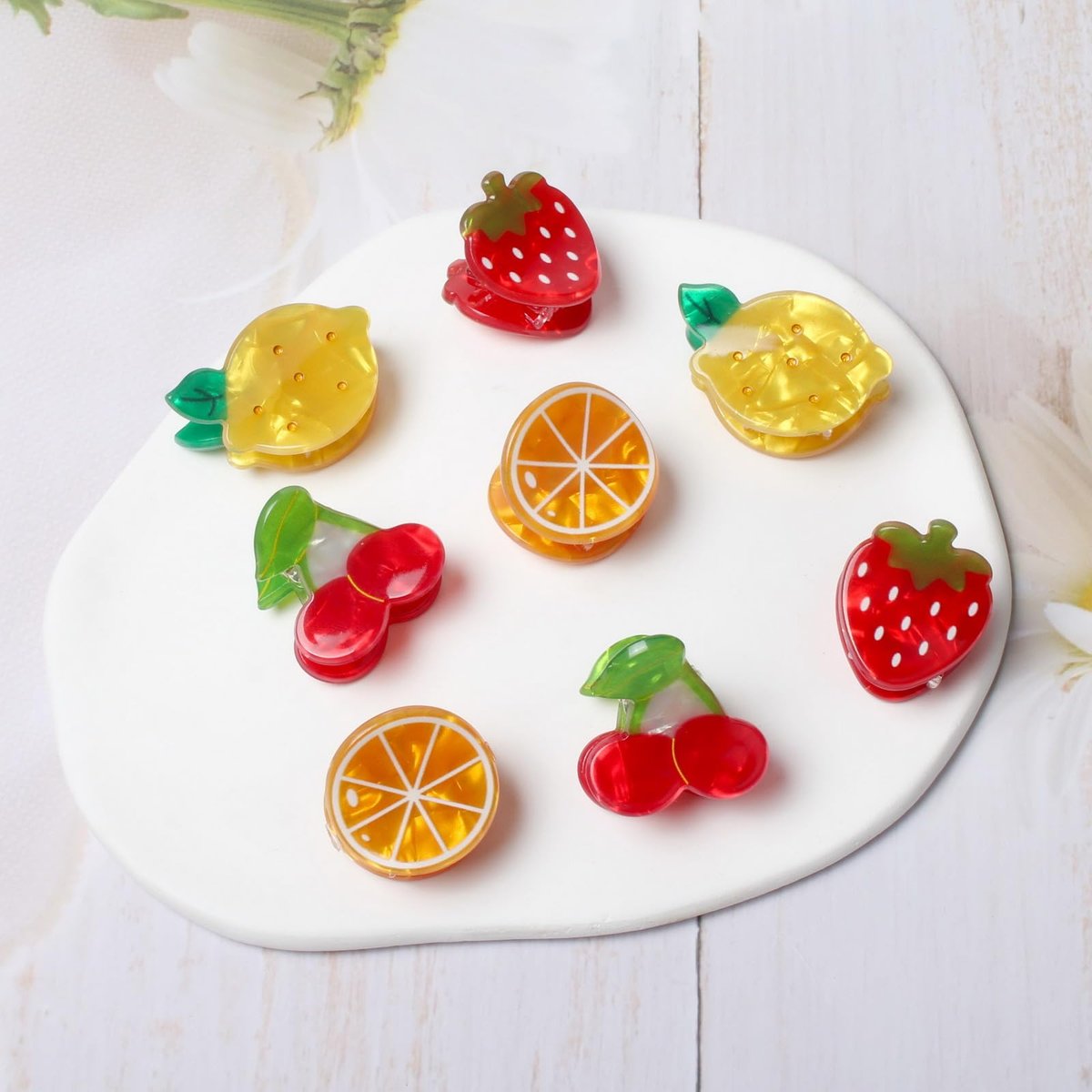 8PK Mini Fruit Hair Claw Clips for Girls - Cute Cherry Lemon Strawberry Orange Hair Clip Fun Summer Hair Accessories Avelisse