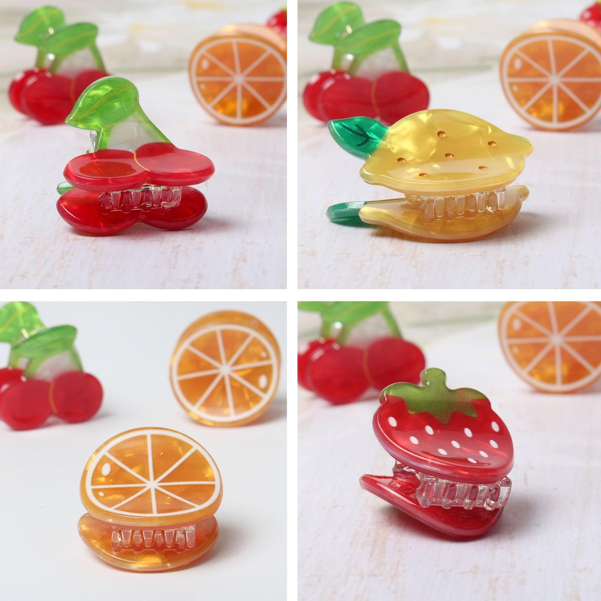 8PK Mini Fruit Hair Claw Clips for Girls - Cute Cherry Lemon Strawberry Orange Hair Clip Fun Summer Hair Accessories Avelisse