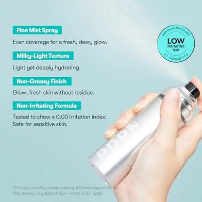 VT COSMETICS PDRN Glow Ampoule Facial Mist - Deep Hydration Spray Serum, Vegan & Fragrance-Free, Plumping Effect, 3.38 fl oz (100 ml) Avelisse