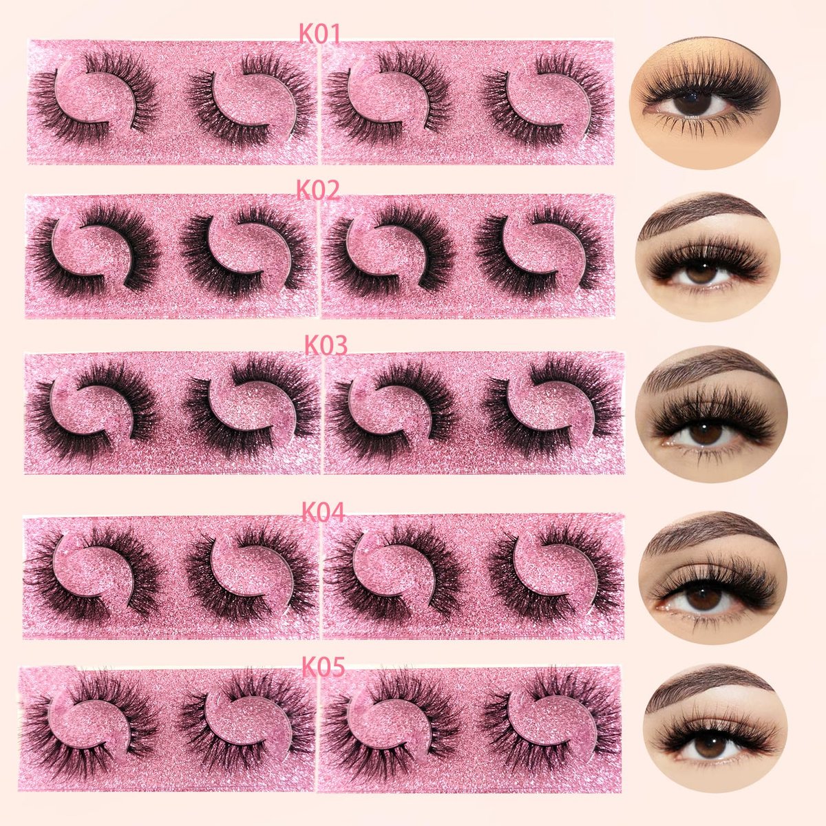 Ellazzle Faux Mink Eyelashes 3D Individual Look - 20 Pairs Mixed Lengths 12-15mm - görsel 5