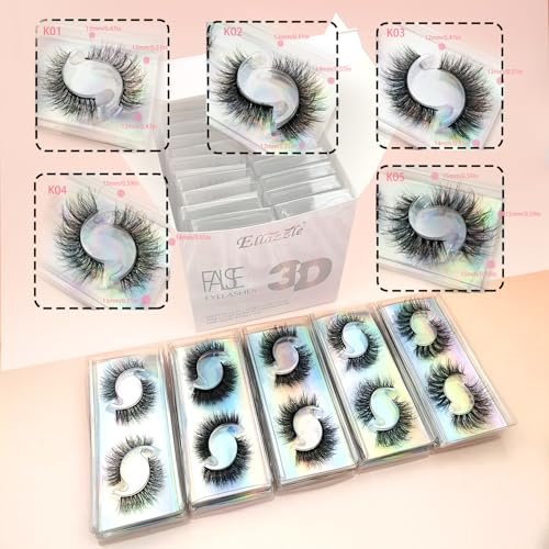 Ellazzle Faux Mink Eyelashes 3D Individual Look - 20 Pairs Mixed Lengths 12-15mm - görsel 4