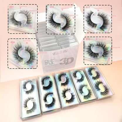 Ellazzle Faux Mink Eyelashes 3D Individual Look - 20 Pairs Mixed Lengths 12-15mm
