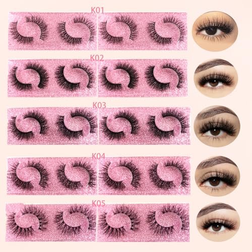 Ellazzle Faux Mink Eyelashes 3D Individual Look - 20 Pairs Mixed Lengths 12-15mm - görsel 6
