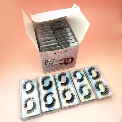 Ellazzle Faux Mink Eyelashes 3D Individual Look - 20 Pairs Mixed Lengths 12-15mm