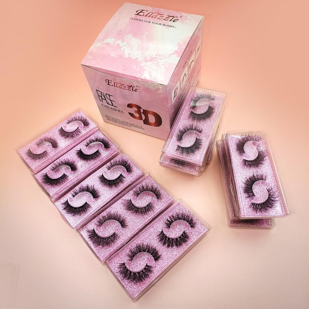 Ellazzle Faux Mink Eyelashes 3D Individual Look - 20 Pairs Mixed Lengths 12-15mm - görsel 9