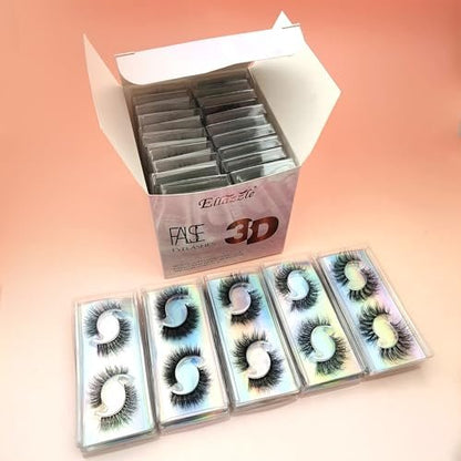 Ellazzle Faux Mink Eyelashes 3D Individual Look - 20 Pairs Mixed Lengths 12-15mm