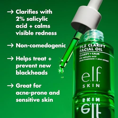 e.l.f. SKIN PLZ Clarify Facial Oil - Acne Treatment Face Oil with Salicylic Acid, Vegan & Cruelty-Free, 1 oz Avelisse