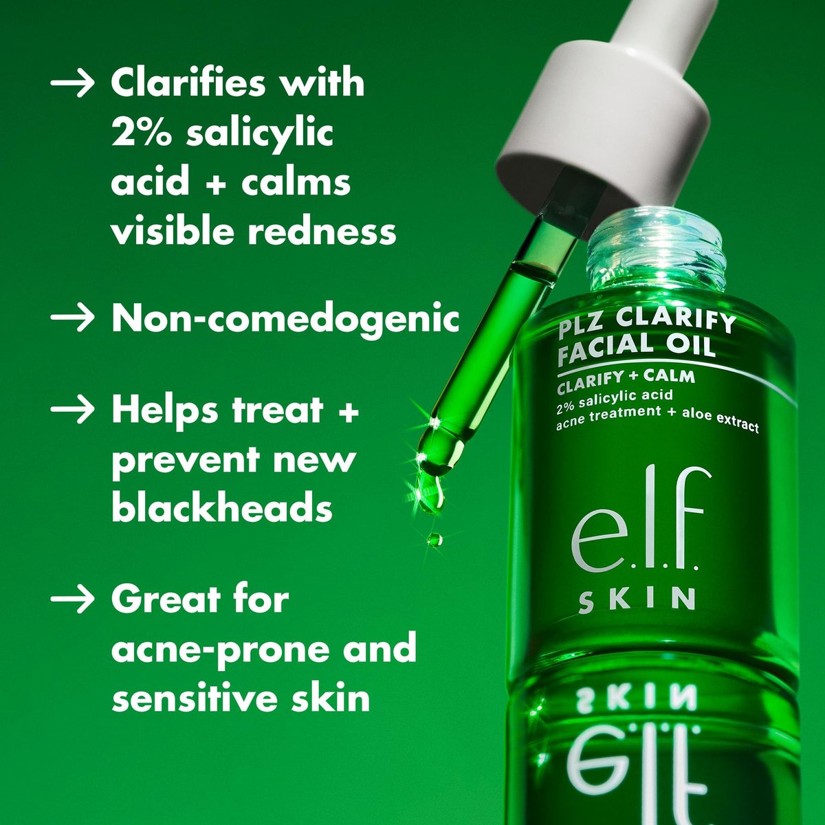 e.l.f. SKIN PLZ Clarify Facial Oil - Acne Treatment Face Oil with Salicylic Acid, Vegan & Cruelty-Free, 1 oz Avelisse