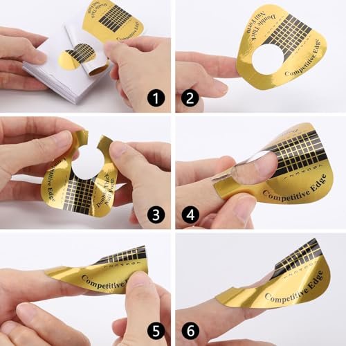 400 Pcs Gold Horseshoe Nail Forms for Acrylic, Builder Gel & Poly Gel - Professional Nail Extension Stickers for Home & Salon Use - görsel 6