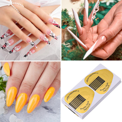 400 Pcs Gold Horseshoe Nail Forms for Acrylic, Builder Gel & Poly Gel - Professional Nail Extension Stickers for Home & Salon Use