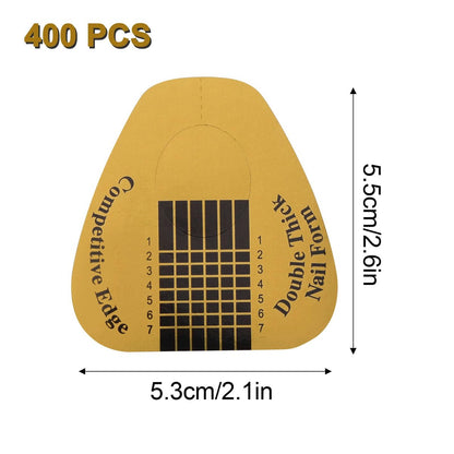 400 Pcs Gold Horseshoe Nail Forms for Acrylic, Builder Gel & Poly Gel - Professional Nail Extension Stickers for Home & Salon Use