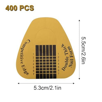 400 Pcs Gold Horseshoe Nail Forms for Acrylic, Builder Gel & Poly Gel - Professional Nail Extension Stickers for Home & Salon Use