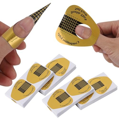 400 Pcs Gold Horseshoe Nail Forms for Acrylic, Builder Gel & Poly Gel - Professional Nail Extension Stickers for Home & Salon Use - görsel 2