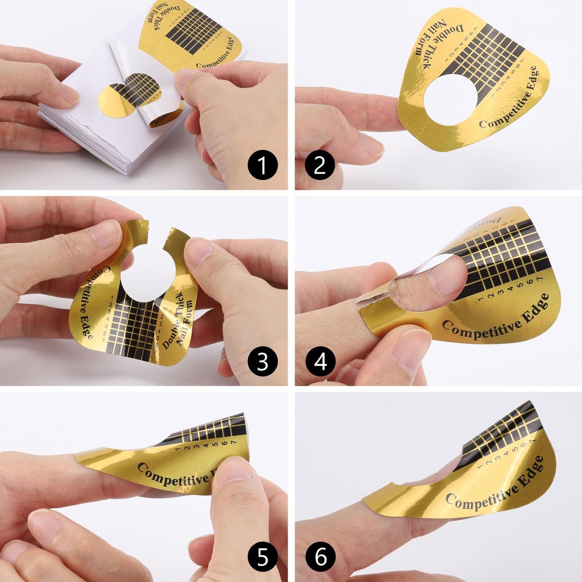 400 Pcs Gold Horseshoe Nail Forms for Acrylic, Builder Gel & Poly Gel - Professional Nail Extension Stickers for Home & Salon Use - görsel 5