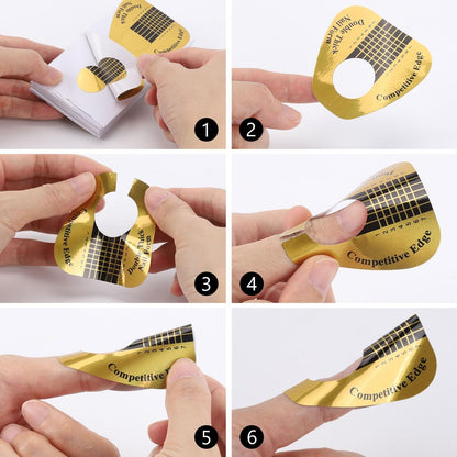 400 Pcs Gold Horseshoe Nail Forms for Acrylic, Builder Gel & Poly Gel - Professional Nail Extension Stickers for Home & Salon Use