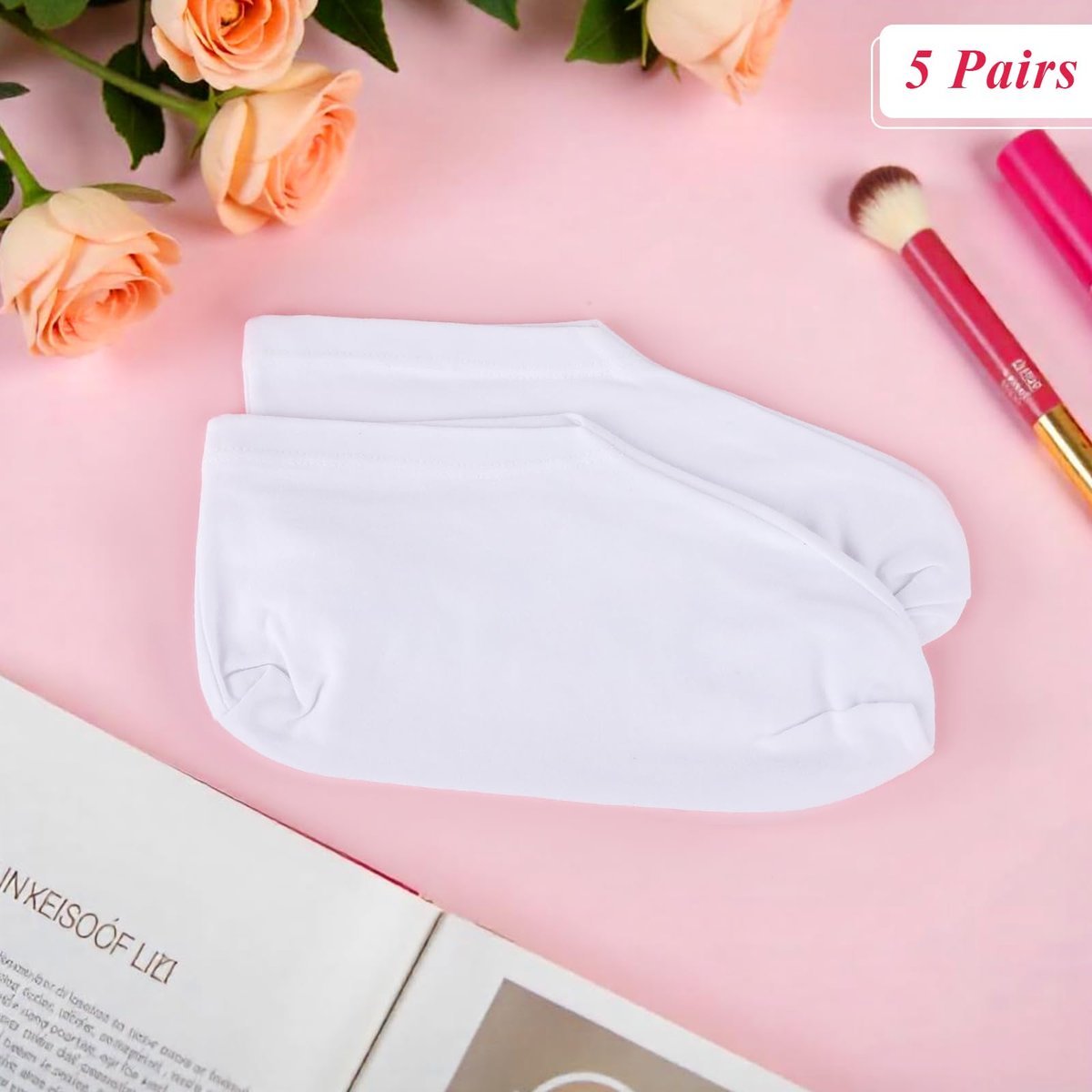 10-Pack White Spa Cotton Socks – Reusable Hydrating Socks for Dry, Cracked Feet Relief | Overnight Moisturizing Foot Care | Cotton Blend Breathable Foot Mask Sleeves for Home SPA Therapy Avelisse