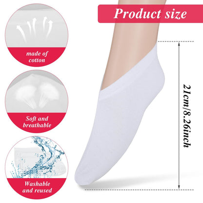 10-Pack White Spa Cotton Socks – Reusable Hydrating Socks for Dry, Cracked Feet Relief | Overnight Moisturizing Foot Care | Cotton Blend Breathable Foot Mask Sleeves for Home SPA Therapy Avelisse