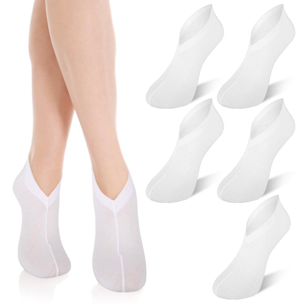 10-Pack White Spa Cotton Socks – Reusable Hydrating Socks for Dry, Cracked Feet Relief | Overnight Moisturizing Foot Care | Cotton Blend Breathable Foot Mask Sleeves for Home SPA Therapy Avelisse