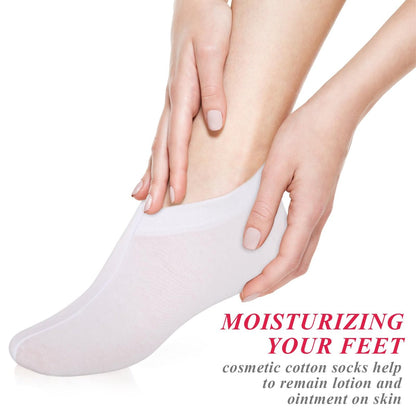 10-Pack White Spa Cotton Socks – Reusable Hydrating Socks for Dry, Cracked Feet Relief | Overnight Moisturizing Foot Care | Cotton Blend Breathable Foot Mask Sleeves for Home SPA Therapy Avelisse