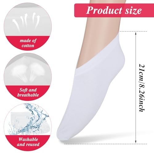 10-Pack White Spa Cotton Socks – Reusable Hydrating Socks for Dry, Cracked Feet Relief | Overnight Moisturizing Foot Care | Cotton Blend Breathable Foot Mask Sleeves for Home SPA Therapy Avelisse