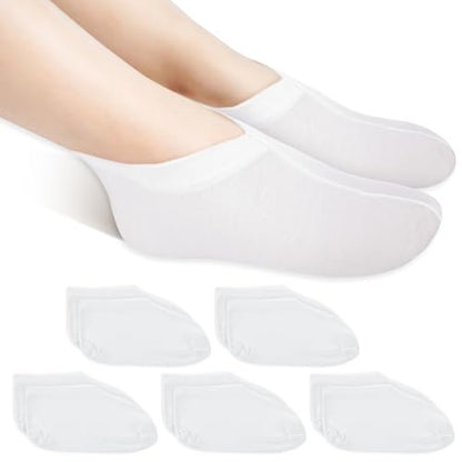 10-Pack White Spa Cotton Socks – Reusable Hydrating Socks for Dry, Cracked Feet Relief | Overnight Moisturizing Foot Care | Cotton Blend Breathable Foot Mask Sleeves for Home SPA Therapy Avelisse