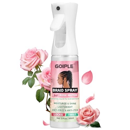 Goiple Braid Spray Rose Mint for Dreads & Locs – 10 fl oz Moisturizing Rose Water Spray for Itchy Scalp, Shine & Lightweight Hydration for Dull Hair, Twists, Cornrows, Box Braids – All Hair Types Avelisse