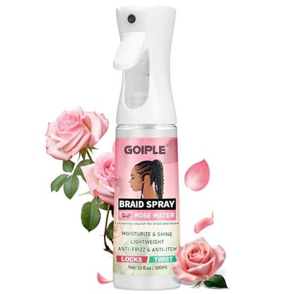Goiple Braid Spray Rose Mint for Dreads & Locs – 10 fl oz Moisturizing Rose Water Spray for Itchy Scalp, Shine & Lightweight Hydration for Dull Hair, Twists, Cornrows, Box Braids – All Hair Types Avelisse