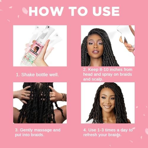 Goiple Braid Spray Rose Mint for Dreads & Locs – 10 fl oz Moisturizing Rose Water Spray for Itchy Scalp, Shine & Lightweight Hydration for Dull Hair, Twists, Cornrows, Box Braids – All Hair Types Avelisse
