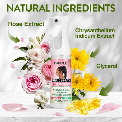 Goiple Braid Spray Rose Mint for Dreads & Locs – 10 fl oz Moisturizing Rose Water Spray for Itchy Scalp, Shine & Lightweight Hydration for Dull Hair, Twists, Cornrows, Box Braids – All Hair Types Avelisse