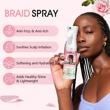 Goiple Braid Spray Rose Mint for Dreads & Locs – 10 fl oz Moisturizing Rose Water Spray for Itchy Scalp, Shine & Lightweight Hydration for Dull Hair, Twists, Cornrows, Box Braids – All Hair Types Avelisse