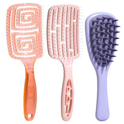 NVTED 3-Piece Hair Comb Set: Silicone Scalp Scrubber & Wet Hair Brush Detangler for Women & Men