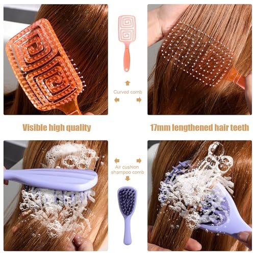 NVTED 3-Piece Hair Comb Set: Silicone Scalp Scrubber & Wet Hair Brush Detangler for Women & Men - görsel 6