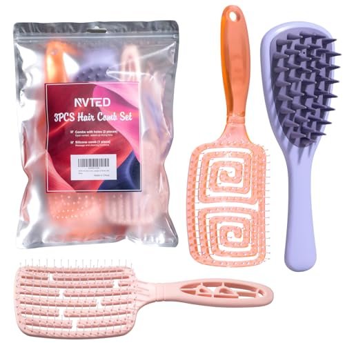 NVTED 3-Piece Hair Comb Set: Silicone Scalp Scrubber & Wet Hair Brush Detangler for Women & Men - görsel 12