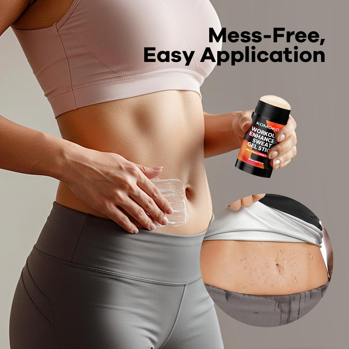 Komoko Fat Burning Sweat Gel Stick (3.5 oz) – Workout Enhancer Roll-On Gel for Belly Fat & Waist Toning for Women & Men - görsel 7