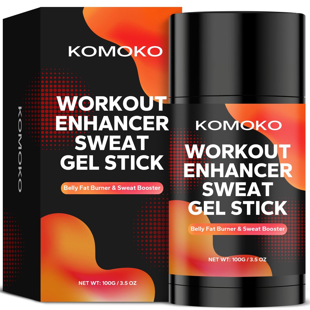 Komoko Fat Burning Sweat Gel Stick (3.5 oz) – Workout Enhancer Roll-On Gel for Belly Fat & Waist Toning for Women & Men - görsel 1