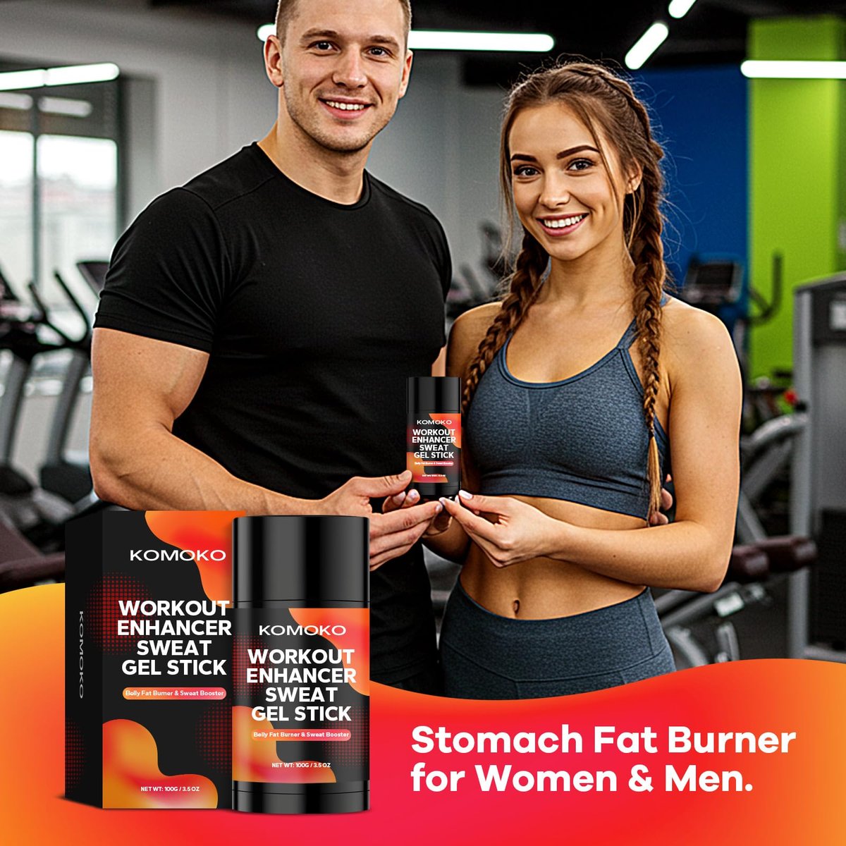 Komoko Fat Burning Sweat Gel Stick (3.5 oz) – Workout Enhancer Roll-On Gel for Belly Fat & Waist Toning for Women & Men - görsel 13