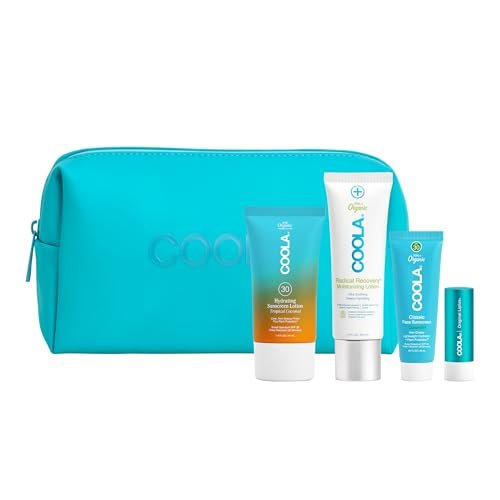 COOLA Sun Essentials Kit: Organic Sunscreen SPF 30 & Lip Balm, TSA Approved Travel Set, Vegan & Gluten Free (4 Items) Avelisse