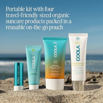 COOLA Sun Essentials Kit: Organic Sunscreen SPF 30 & Lip Balm, TSA Approved Travel Set, Vegan & Gluten Free (4 Items) Avelisse