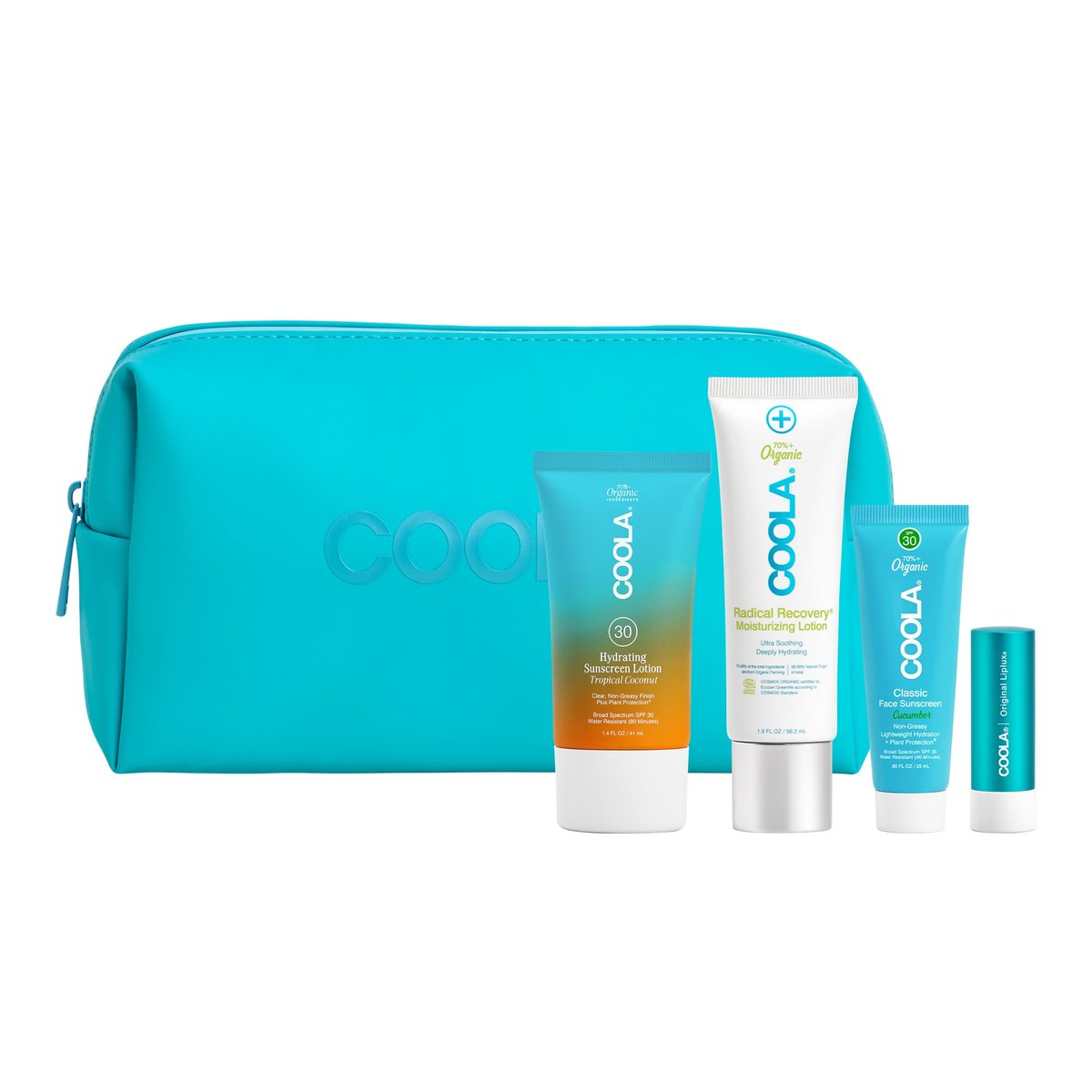 COOLA Sun Essentials Kit: Organic Sunscreen SPF 30 & Lip Balm, TSA Approved Travel Set, Vegan & Gluten Free (4 Items) Avelisse